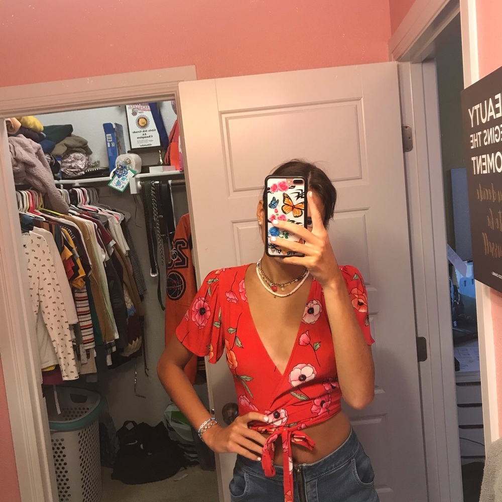 Floral wrap crop top